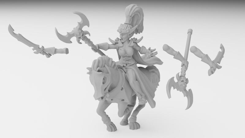 Dark Elf Sorceress on horse Miniature (32mm, modular)