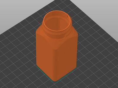 Cuboidal box with screw top and outer thread