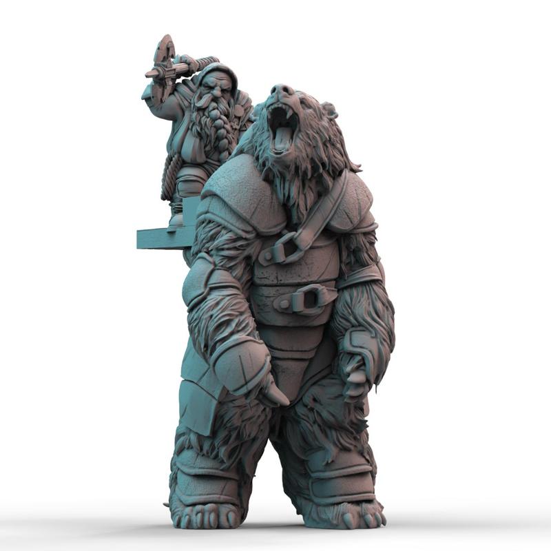 Armoured Bear + Dwarf Rider (pre-supported)