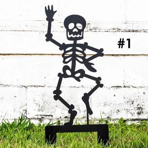 Outdoor Skeleton Halloween Decor, Halloween Outdoor Sign, Halloween Garden Signs, Metal Halloween Yard Stakes, Halloween Sign Skeleton Decor