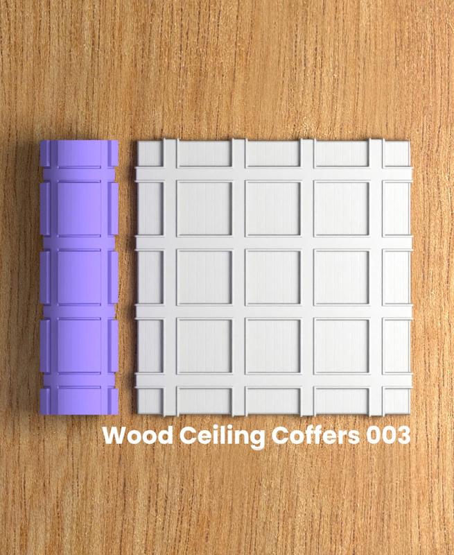 Collection Fuchsia | Wood Ceiling Coffers 003 | Polymer Clay Seamless Texture Roller