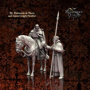 15mm version of St Ramon and Injured Knight brother