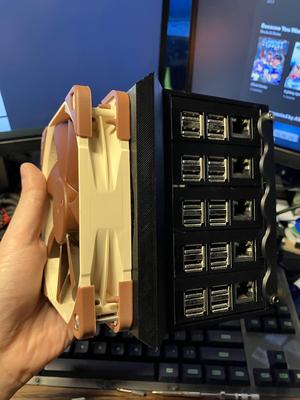 5-node raspberry pi cluster case with 120mm fan mount