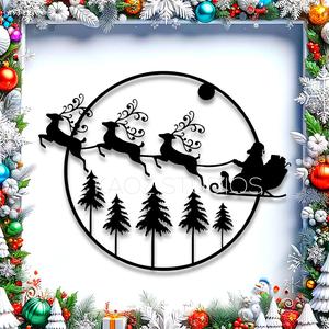 santas sleigh wall art christmas wall decor 2d art holiday decoration