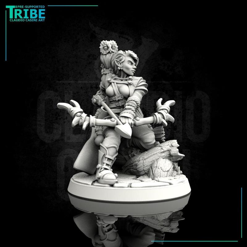 (0072) Female human elf ranger tiefling with bow