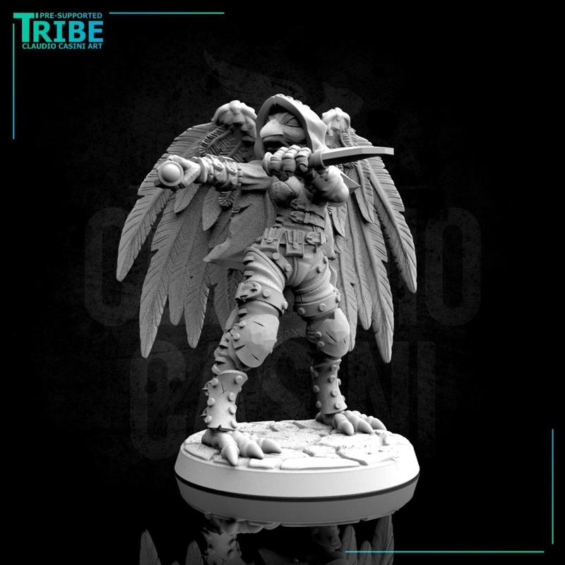 (0106) Male featherfolk birdman thief with knives