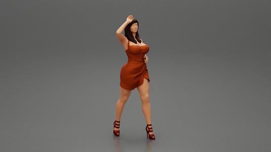 Sexy Woman walking In High Heels And Short Dress