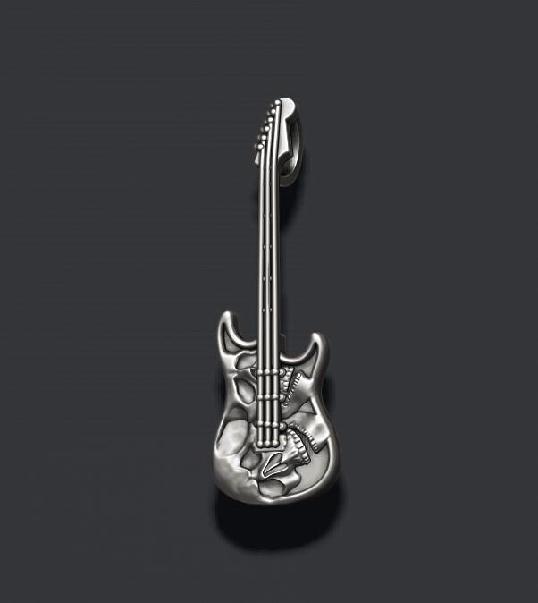 skulls on guitar pendant 3D print model