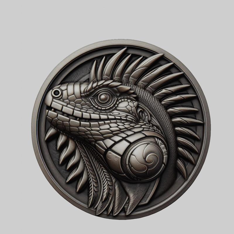Iguana Animal Head Iguana Animal Medallion for CNC Router Laser & 3D Printer