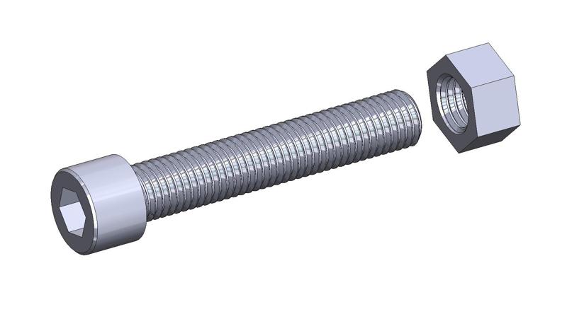 M20 x 100mm bolt DIN 912 VG + M20 nut DIN934 Nut Screw