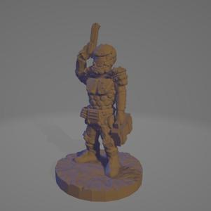 Helmeted Space-Corp Technician