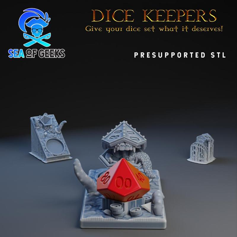Dice Keepers - D100 Mimic Chest miniature & polyhedral dice stand