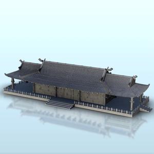 Asian longhouse with columns 7 - Asia Terrain Clash of Katanas Tabletop RPG terrain China Korea WW2
