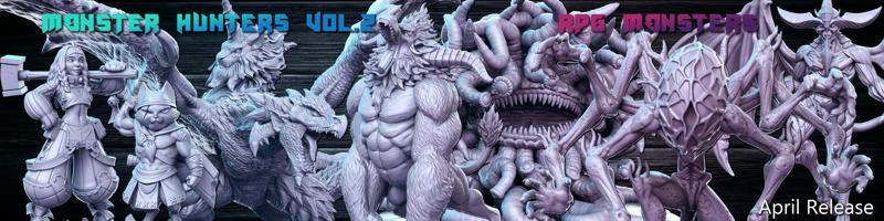 Full and PRE-SUPPORTED 35 RPG Monsters and Hunters - April 2022 - RN Estudio