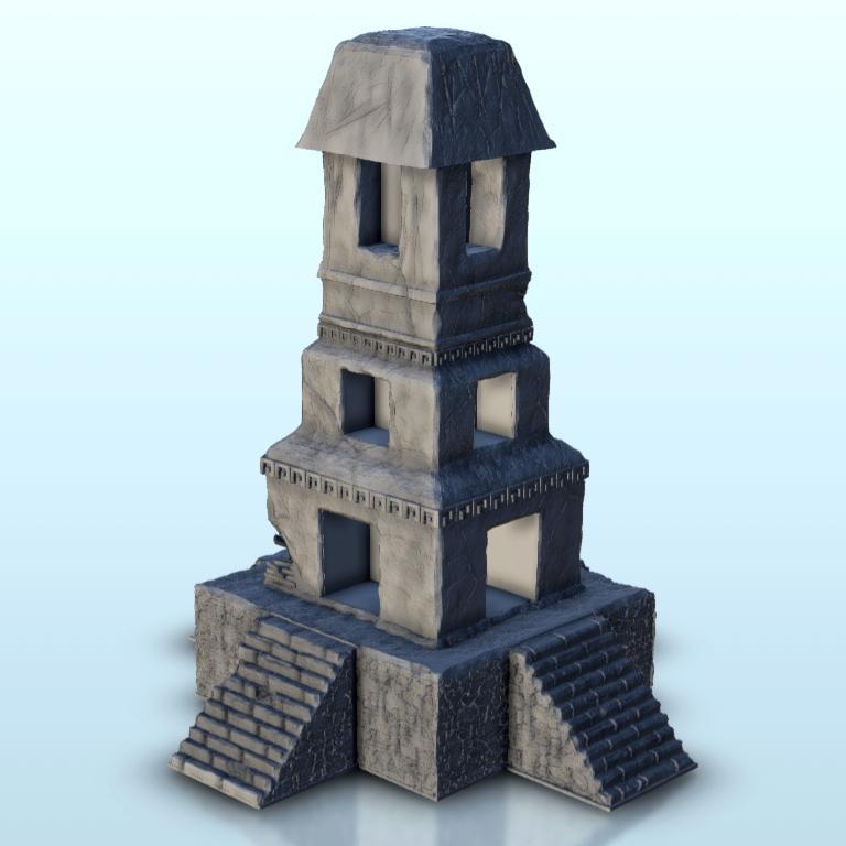 Mesoamerican tower with stairs 34 - Maya Aztec Cuetzpal Seraphon Lizardmen Medieval Ancient Cusco