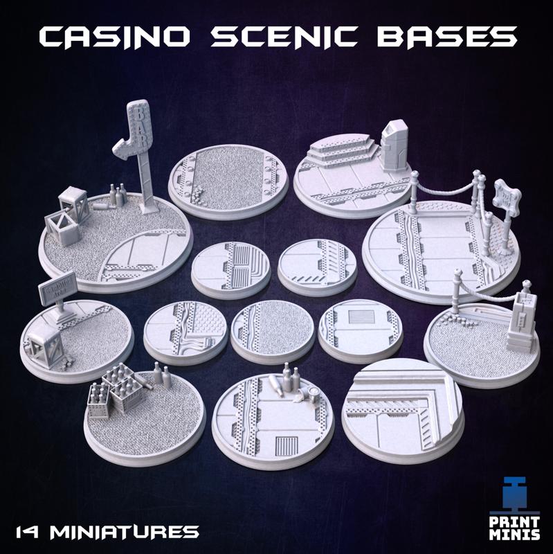 Casino & Bar Bases (14 miniatures) - The Broken Chip Collection
