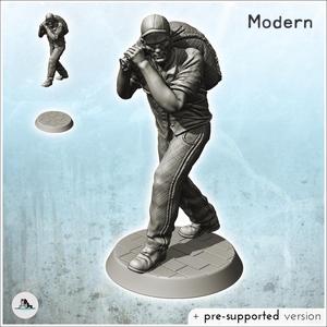 Modern industrial worker carrying a bag of raw material (2) - Modern WW2 WW1 World War Diaroma Wargaming RPG Mini Hobby