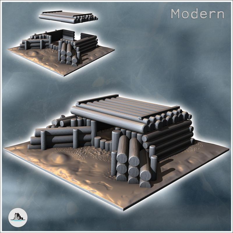 Modern semi-buried log bunker (9) - Modern WW2 WW1 World War Diaroma Wargaming RPG Mini Hobby