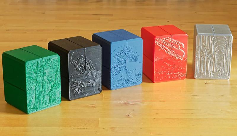 Five Colour Set of 100 Card (Commander) Geared Deck Box with Magnetic Latch