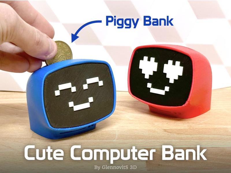 Cute Computer Bank (desk companion - kawaii piggy bank)