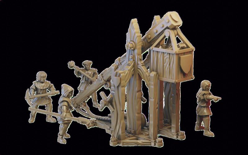 Medieval Trebuchet Miniature (32mm, modular)