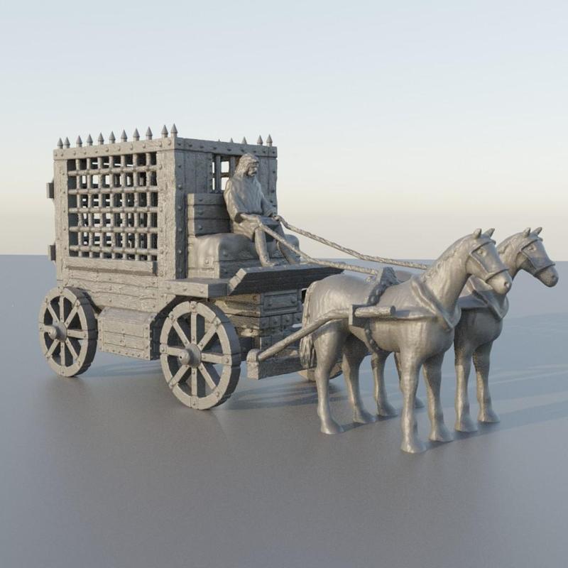 Medieval Prisoner Carriage - Tabletop Terrain - 28 MM