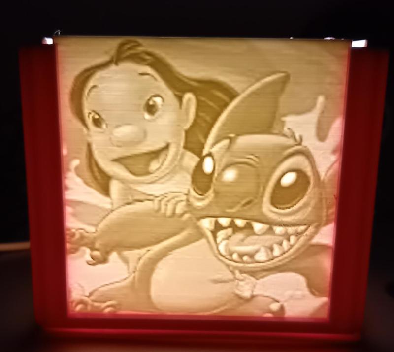 LITHOPHANE ABOUT THE CARTOON LILO AND STITCH.
