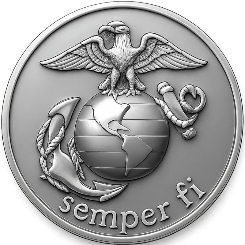 Semper fi marine tribute coin token wall art