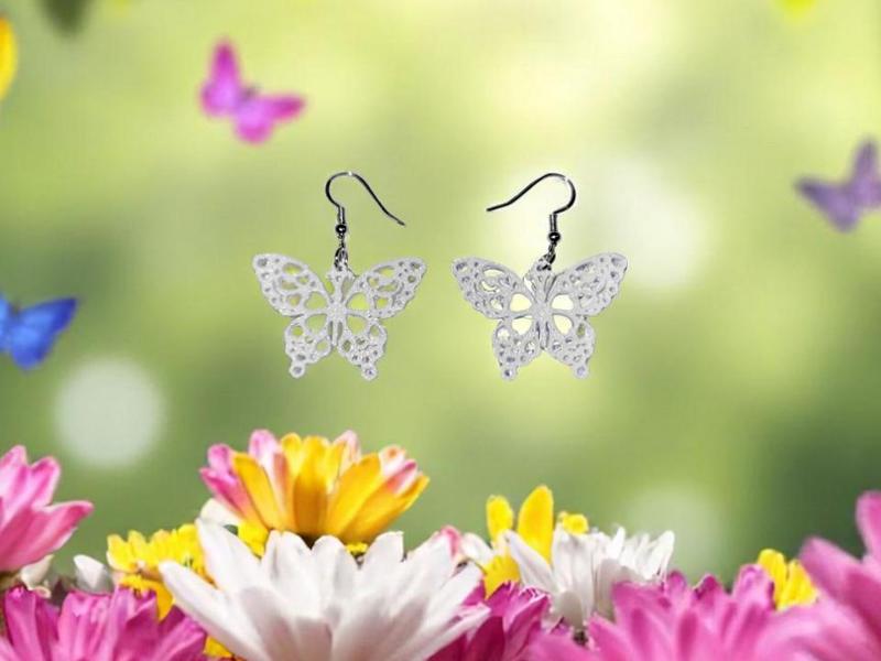 Butterfly heart earrings