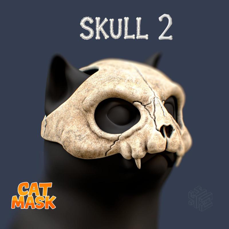 Cat Skull Mask for Cats V2 – 3D Printable Pet Cosplay