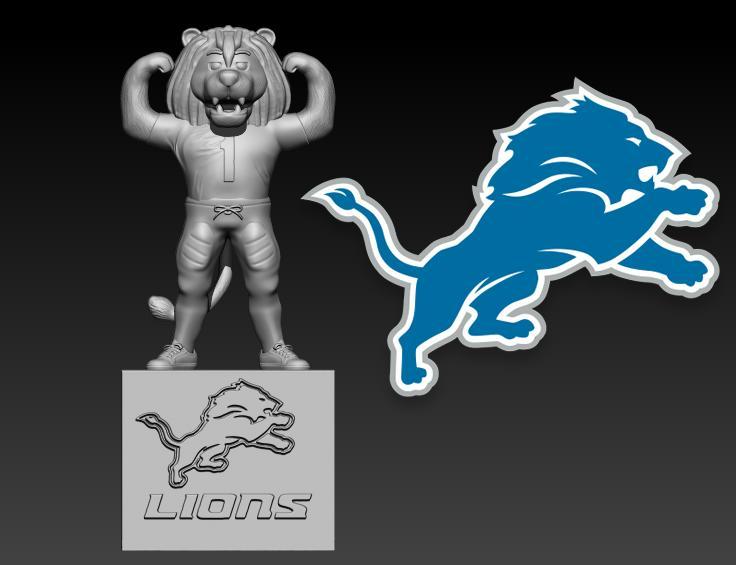 NFL -  Detroit Lions football mascot statue - 3d Print