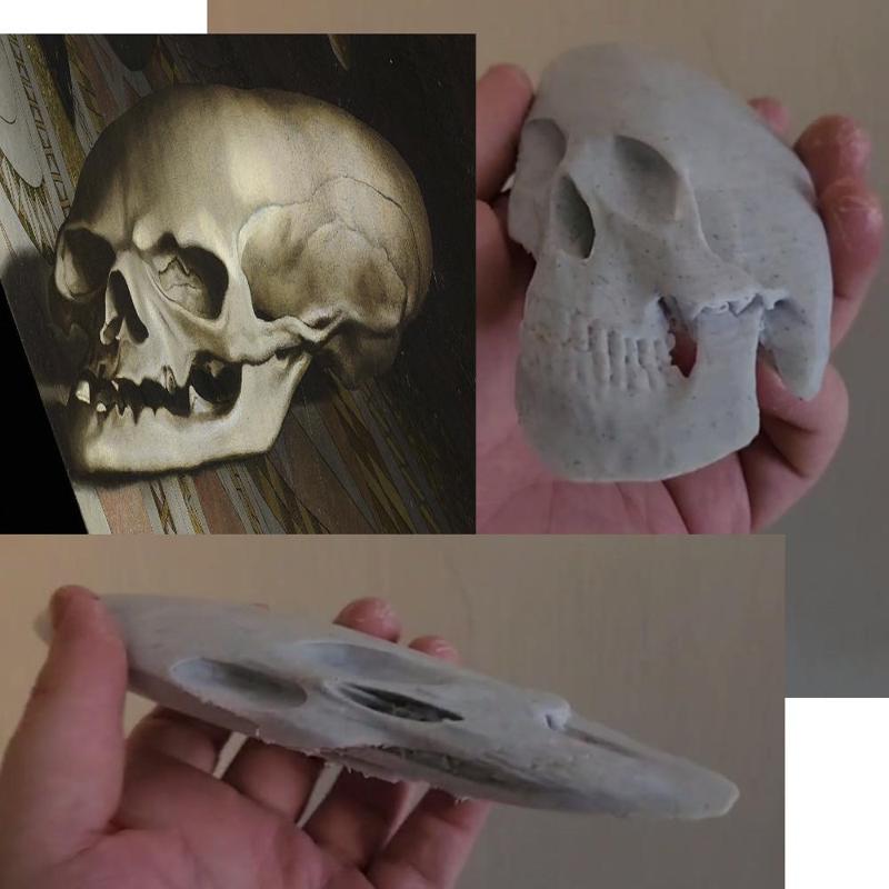 "The Ambassadors" anamorphic skull