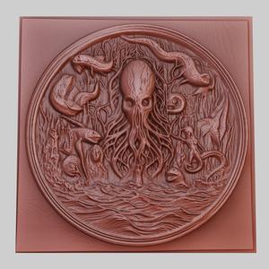 The Abyss 3d printer relief medallion obj stl