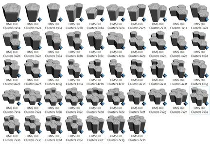 Multi Level Hex Tile Hill Cluster Set