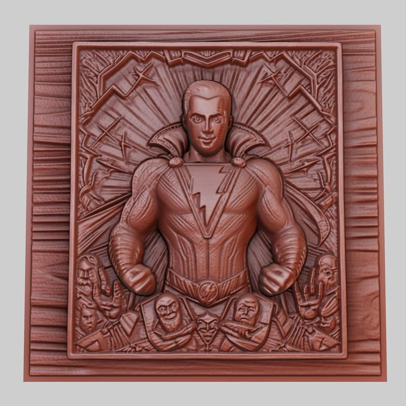 Shazam! 3d printer relief medallion obj stl