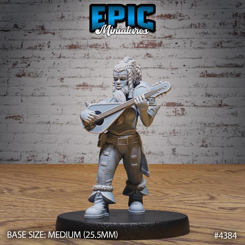 Bearded Female Dwarf Bard ‧ DnD Miniature ‧ Tabletop Miniatures ‧ Gaming Monster ‧ 3D Model ‧ RPG ‧ DnDminis ‧ STL FILE