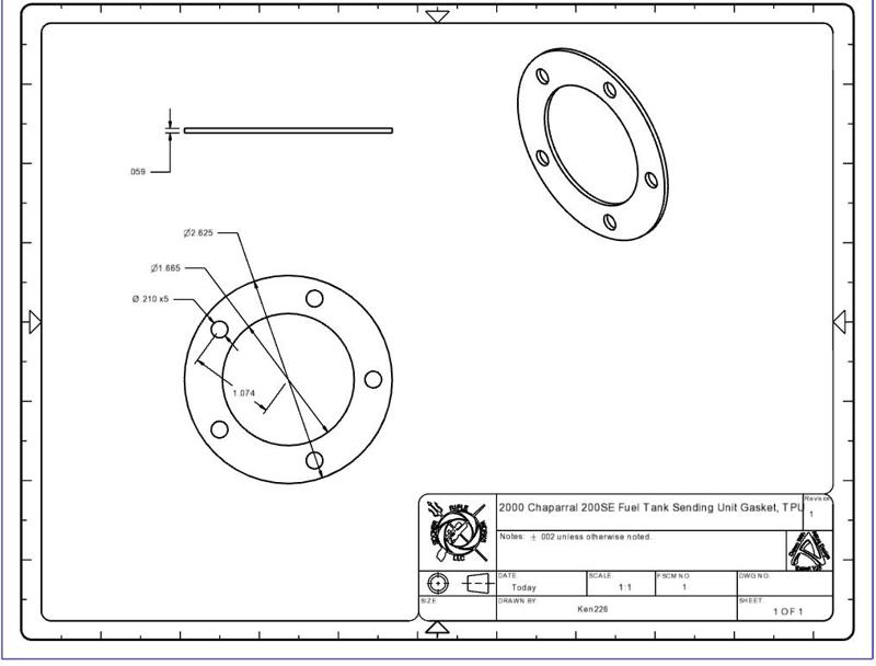 2000 Chaparral 200SSE Fuel Tank Sending Unit Gasket