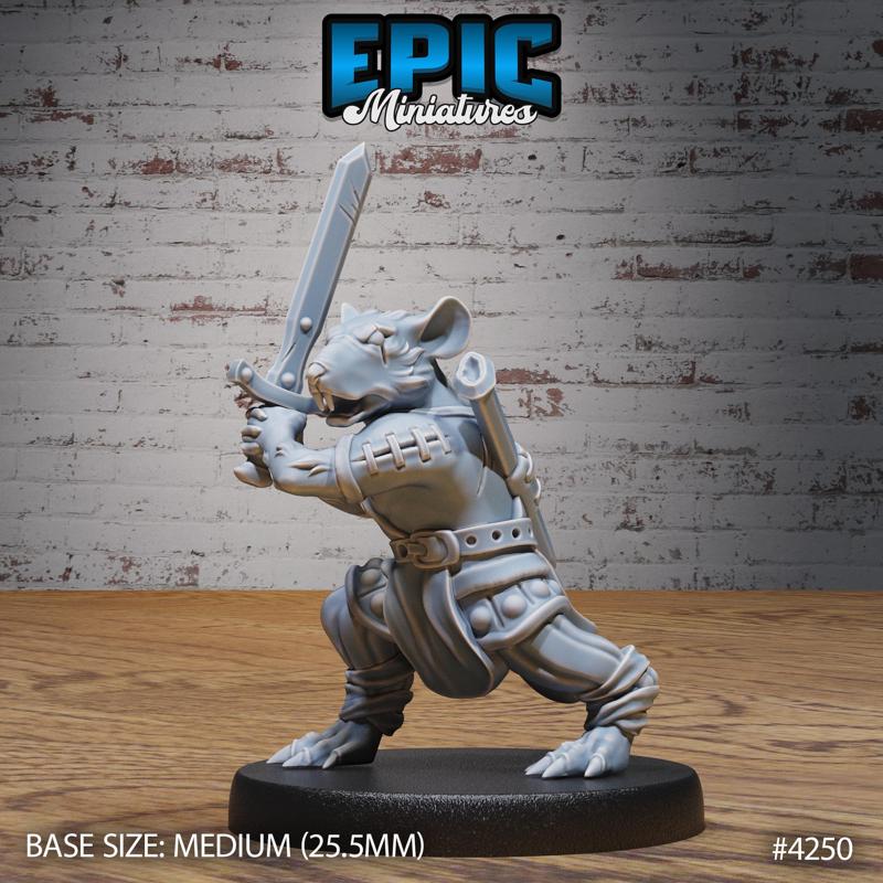 Rat Folk Tribe Warrior ‧ DnD Miniature ‧ Tabletop Miniatures ‧ Gaming Monster ‧ 3D Model ‧ RPG ‧ DnDminis ‧ STL FILE