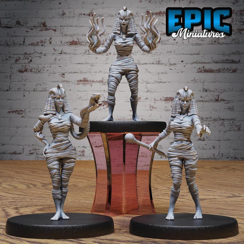 Cleopatra Mummy Lady Set ‧ DnD Miniature ‧ Tabletop Miniatures ‧ Gaming Monster ‧ 3D Model ‧ RPG ‧ DnDminis ‧ STL FILE