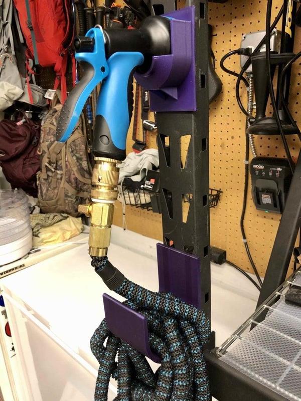 Garden Hose and Nozzle Holder for Metal Husky Shelving