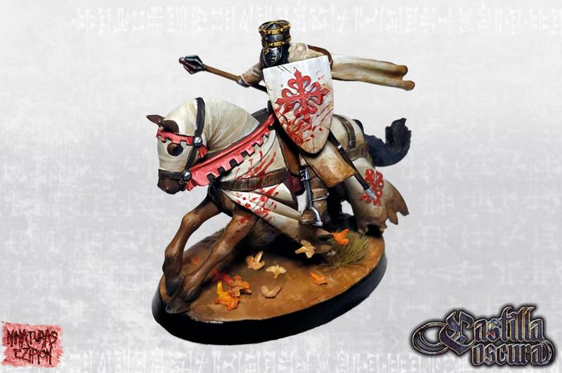 "Flaín", Veteran Knight and Leader of Calatrava, on horse