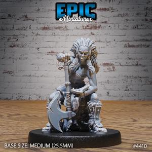 Half Orc Fighter Female Sitting ‧ DnD Miniature ‧ Tabletop Miniatures ‧ Gaming Monster ‧ 3D Model ‧ RPG ‧ DnDminis ‧ STL FILE