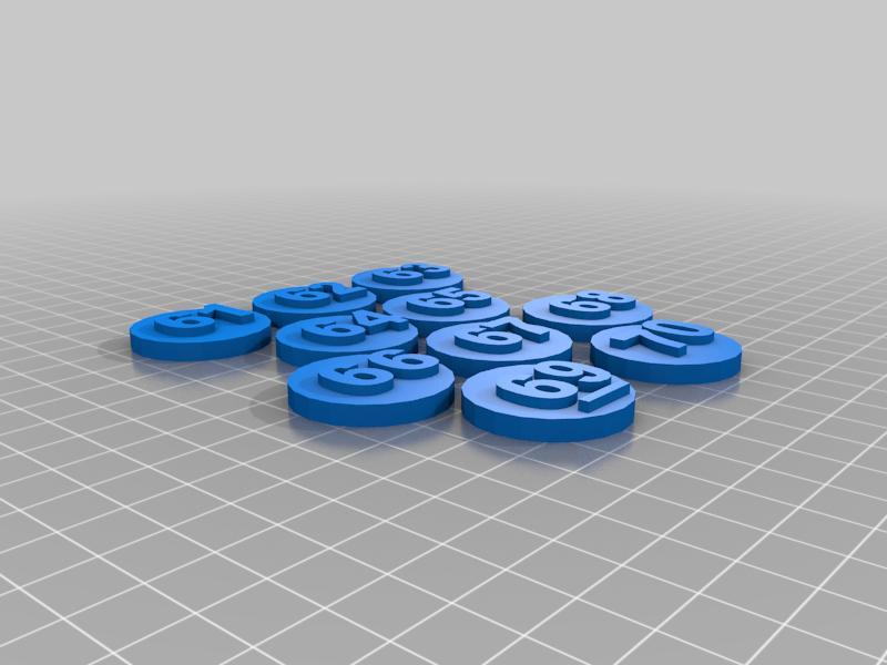 Chips numbered 1 - 100 with 5 additional wilds