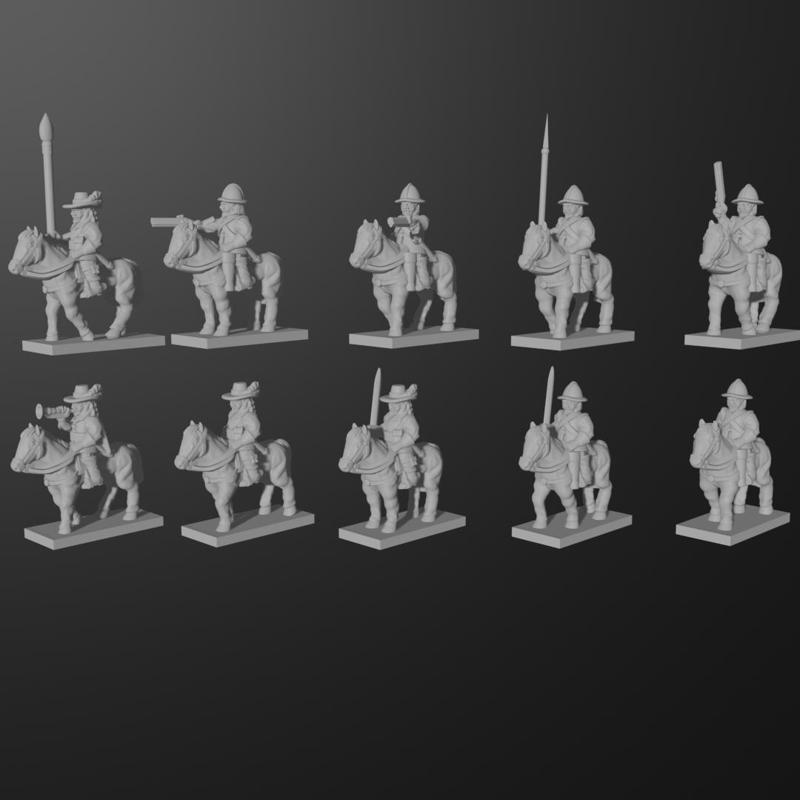 6-15mm 17th Century Pike & Shotte Cavalry/Harquebusiers (TYW/ECW) & Blender File P&S-3