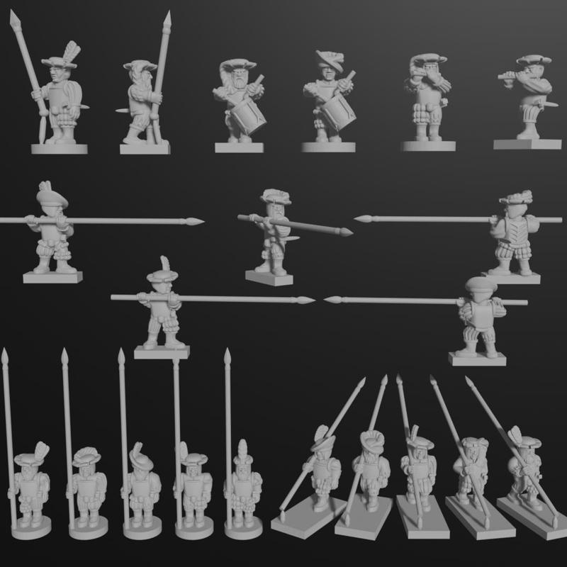 6-15mm Pike & Shotte Landsknechts (Italian Wars) & Blender File P&S-5