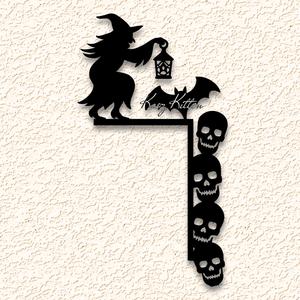 halloween witch skulls door topper bat wall art home decor