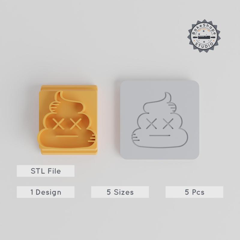 Poop Stamp Tile Collection, 20-40mm, Perfect for Clay, Cookies & Fondant, 5 Piece Set PRODUCT_2377