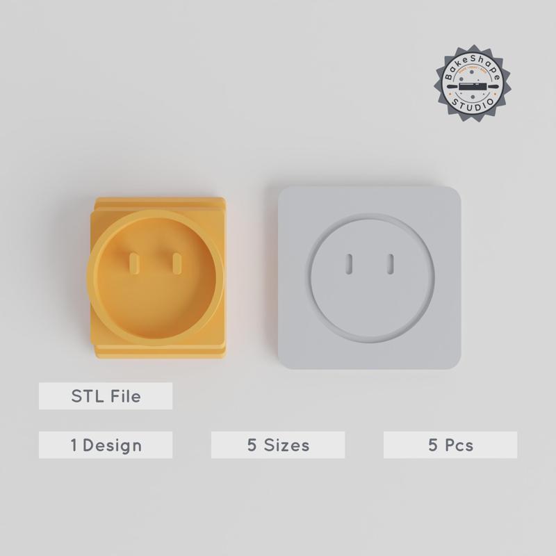 No Mouth Cookie & Clay Stamp Tile Set, 5 Sizes, Face Emoji Design PRODUCT_2495