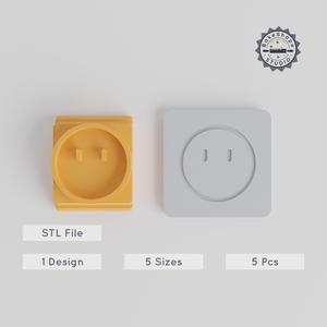 No Mouth Cookie & Clay Stamp Tile Set, 5 Sizes, Face Emoji Design PRODUCT_2495