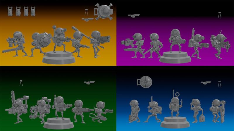SERVOCORE ALL FACTIONS - ASSISTANT DROID SQUAD -MONOPOSE- 28mm